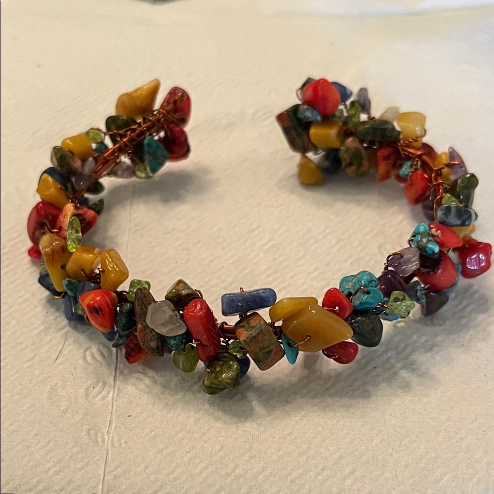 Colorful Gemstone Women's Bracelet Cuff